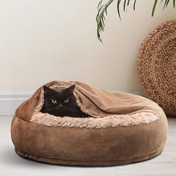 Cama redonda para gatos con funda
