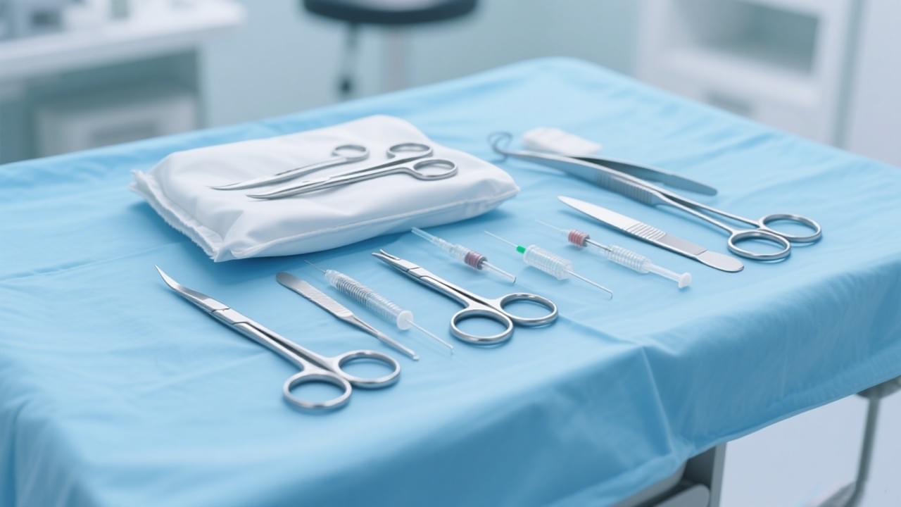 Veterinary surgical packs with essential instruments checklist for clinics