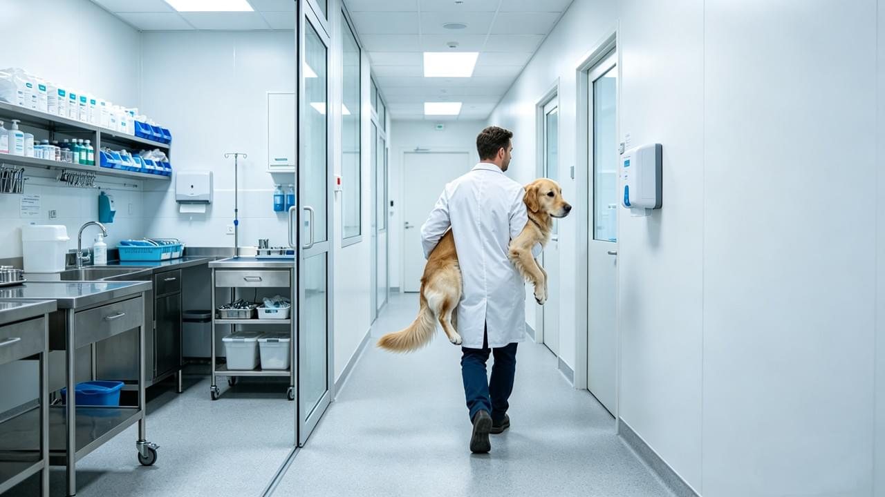 A disposição dos equipamentos na clínica veterinária delimita claramente as áreas limpas, contaminadas e clínicas.