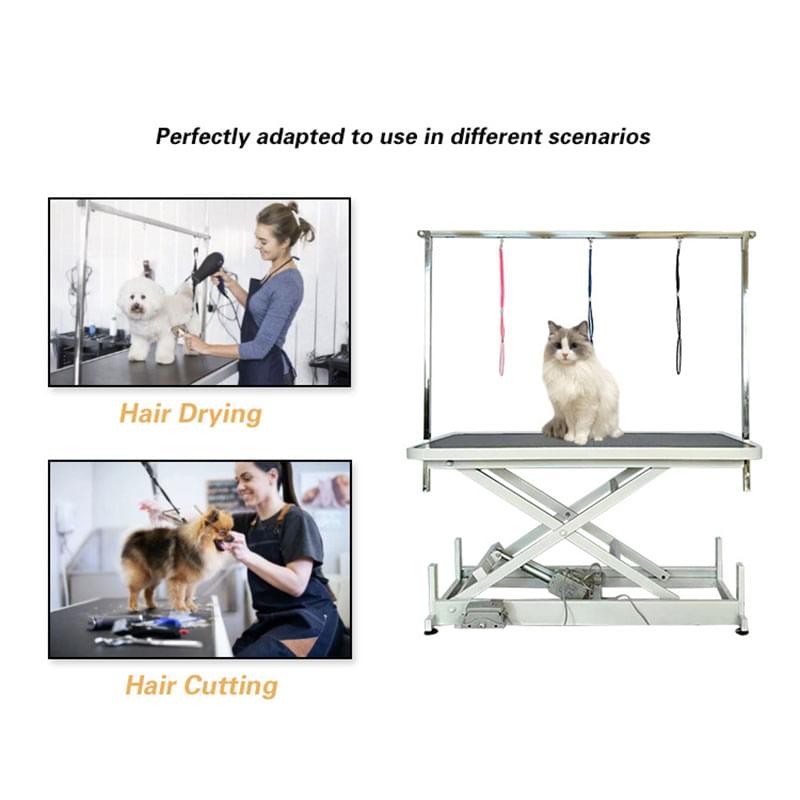 mesa elétrica de tosa para animais de estimação com ajuste de altura por pedal