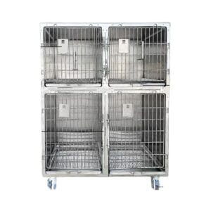 Veterinary Hospitalization Cage | 4-Compartment Stainless Steel