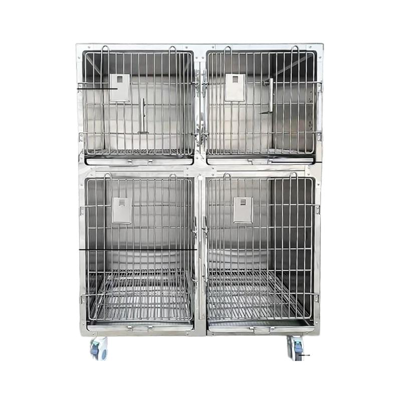 Veterinary Hospitalization Cage | 4-Compartment Stainless Steel