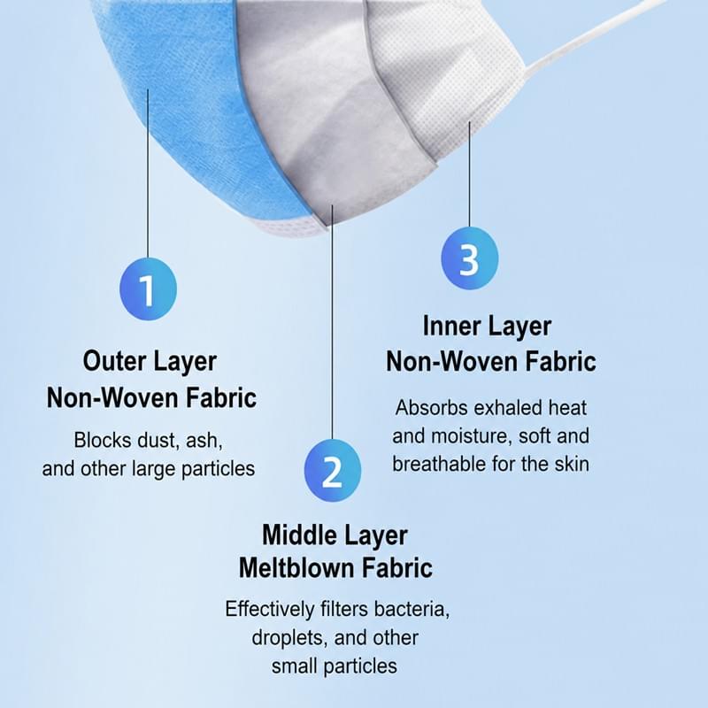 Tıbbi Cerrahi Maske 3 Katmanlı BFE≥95% Steril