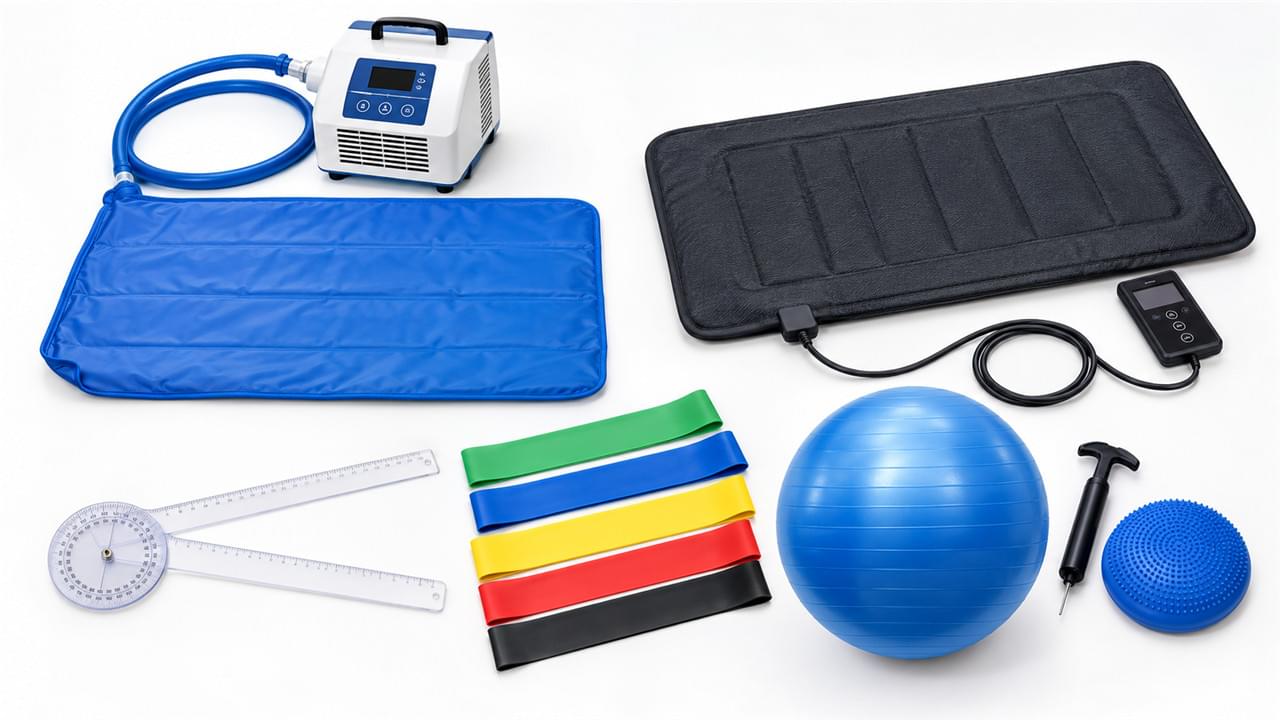 Post-operative rehabilitation equipment for animals including cryotherapy unit PEMF pad and balance training tools